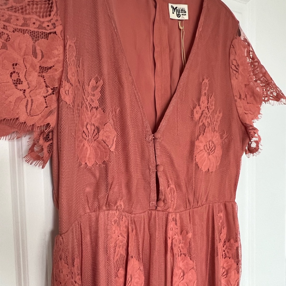 NWT Alina Maxi Romper Garden Party Lace Terra Cotta - Picture 5 of 16